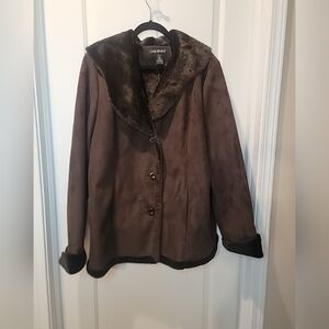 Lane Bryant Gorgeous Brown Faux Suede Coat Size 18/20